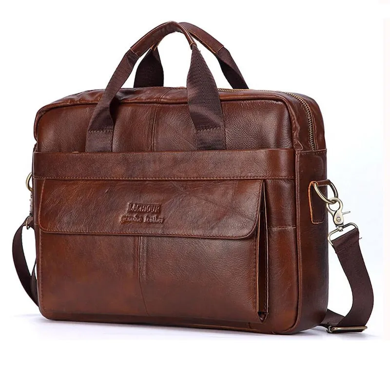 West Louis™ Men Genuine Leather Business Office Briefcase