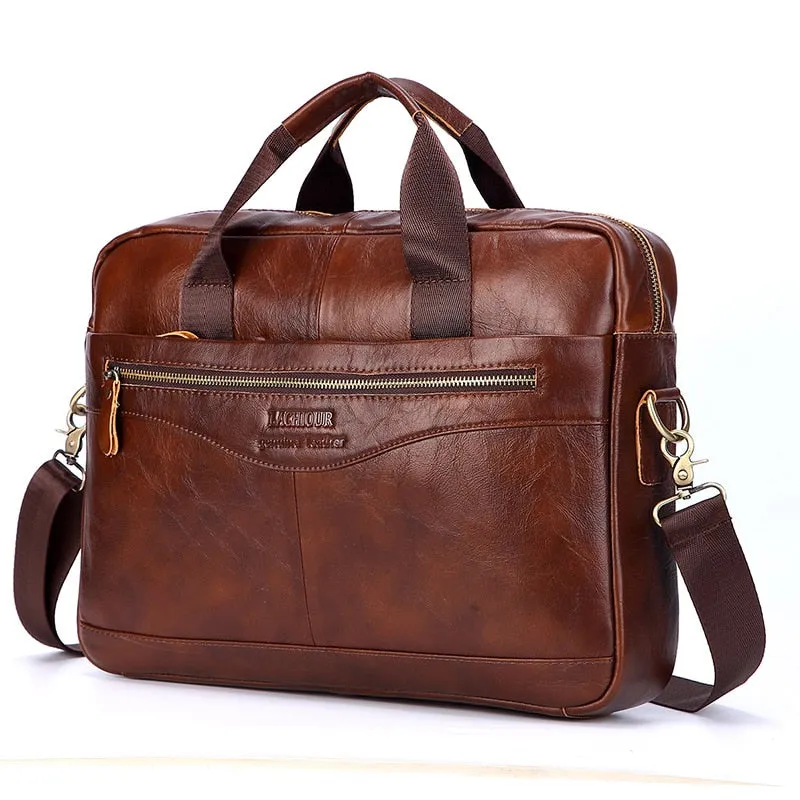 West Louis™ Men Genuine Leather Business Office Briefcase