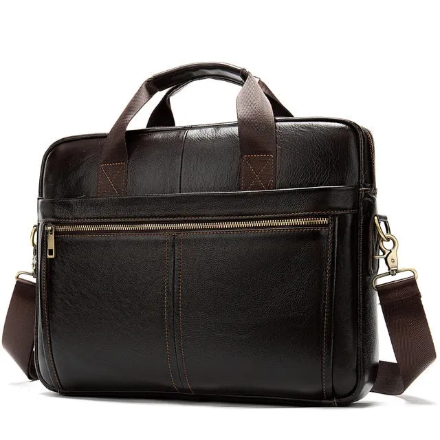 WESTAL Men's Leather Briefcase Unique Design