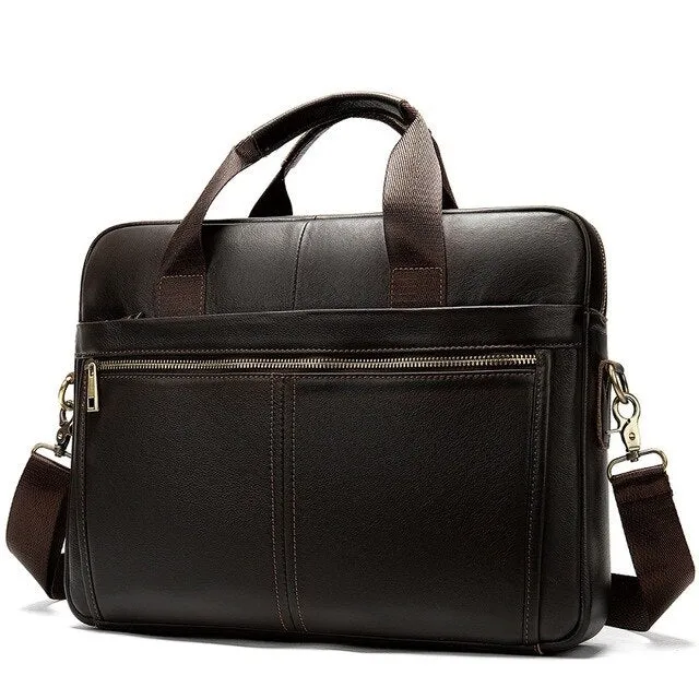 WESTAL Men's Leather Briefcase Unique Design