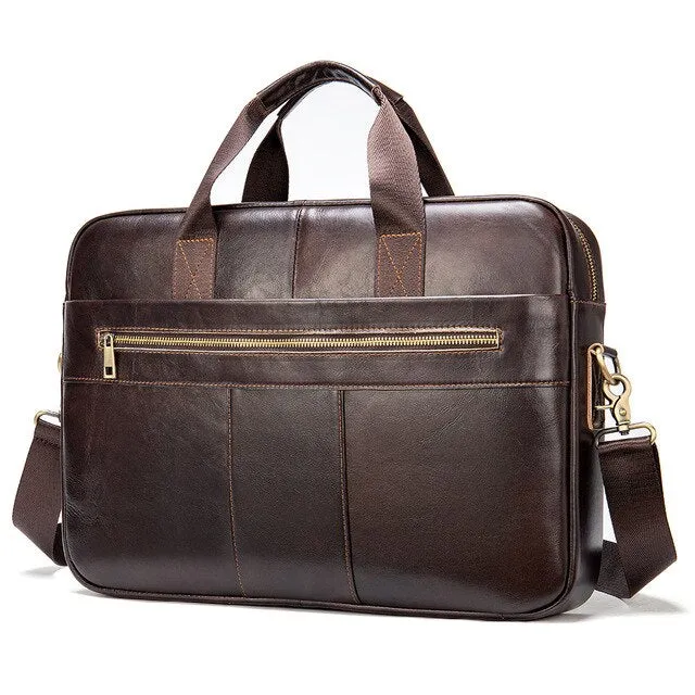 WESTAL Men's Leather Briefcase Unique Design