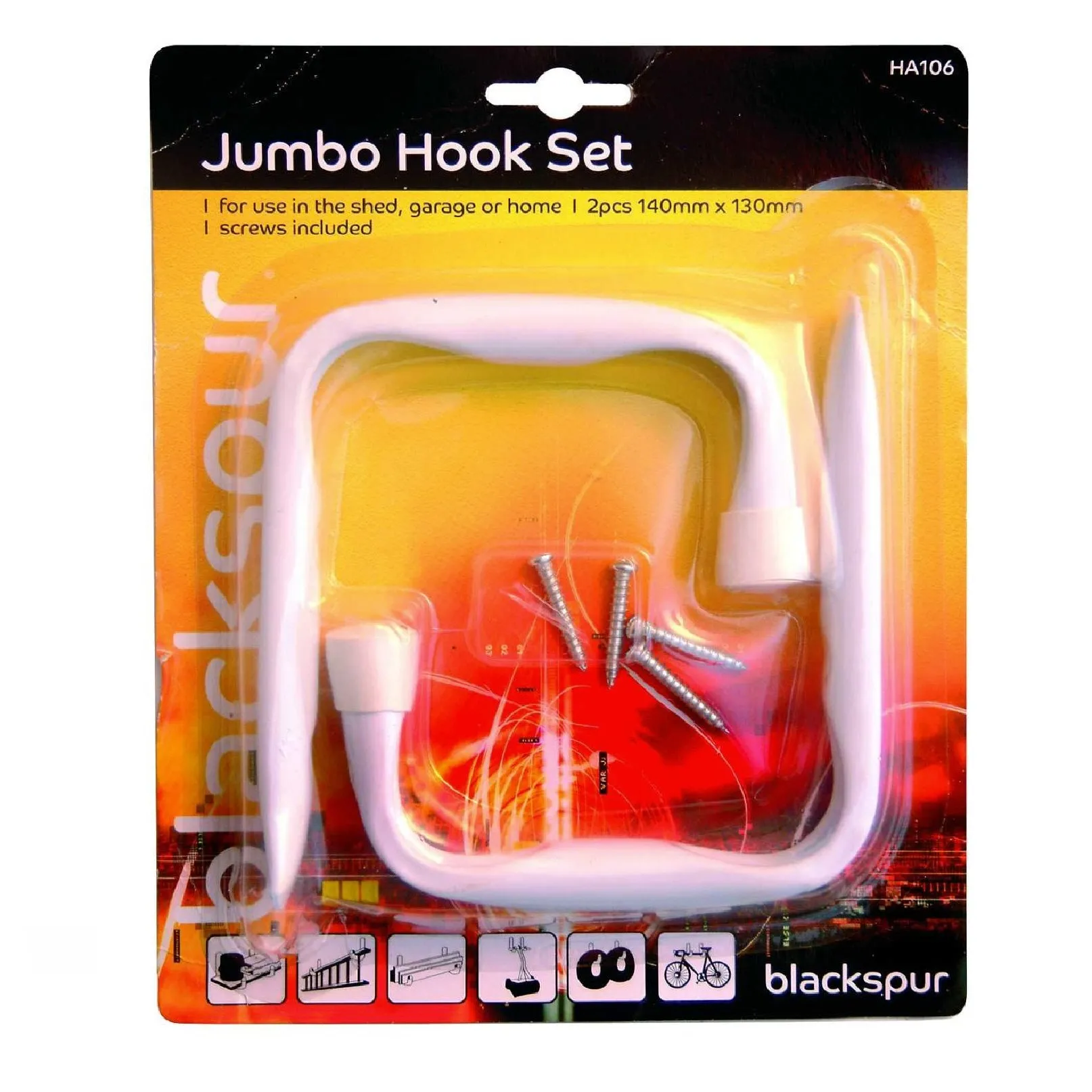 White Jumbo Ladder Garage Hook Set