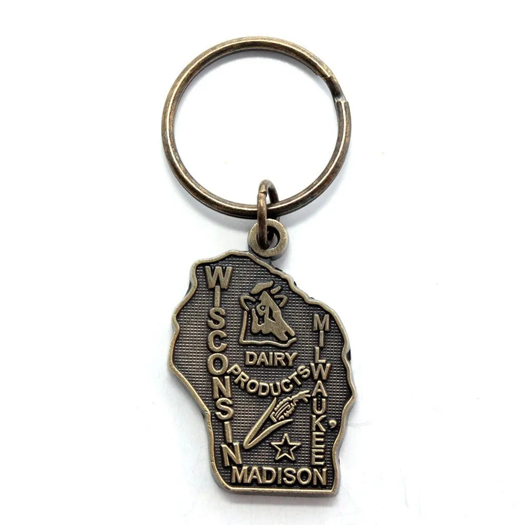 Wisconsin Key Chain - High Quality Thick Metal State Key Ring