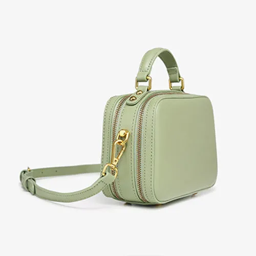 Women's Leather Square Crossbody Bags Leather Cube Bags