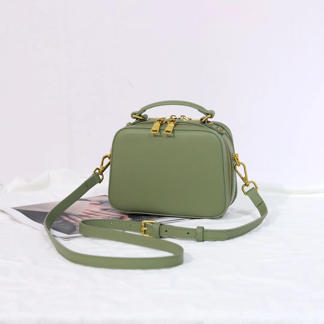 Women's Leather Square Crossbody Bags Leather Cube Bags