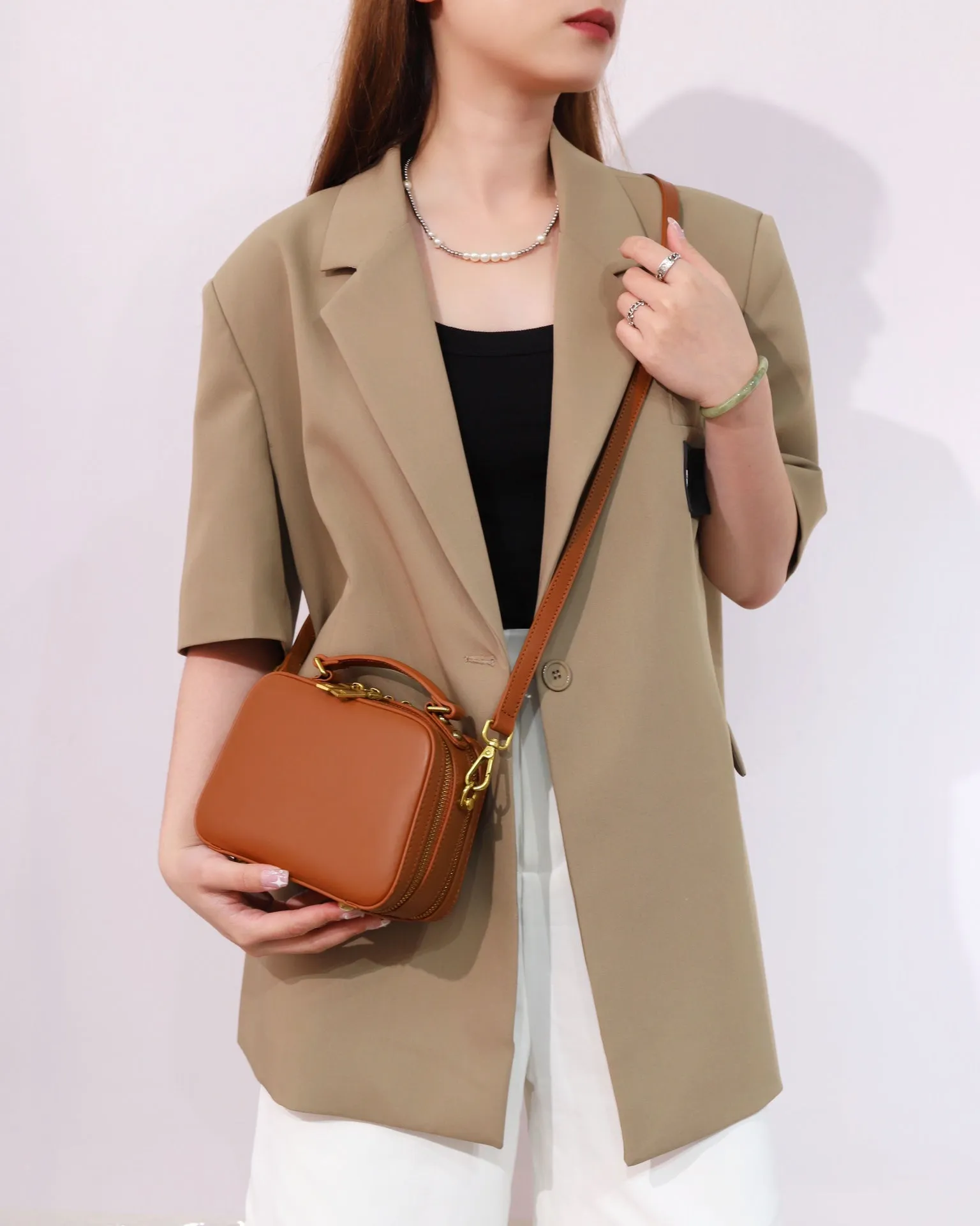 Women's Leather Square Crossbody Bags Leather Cube Bags