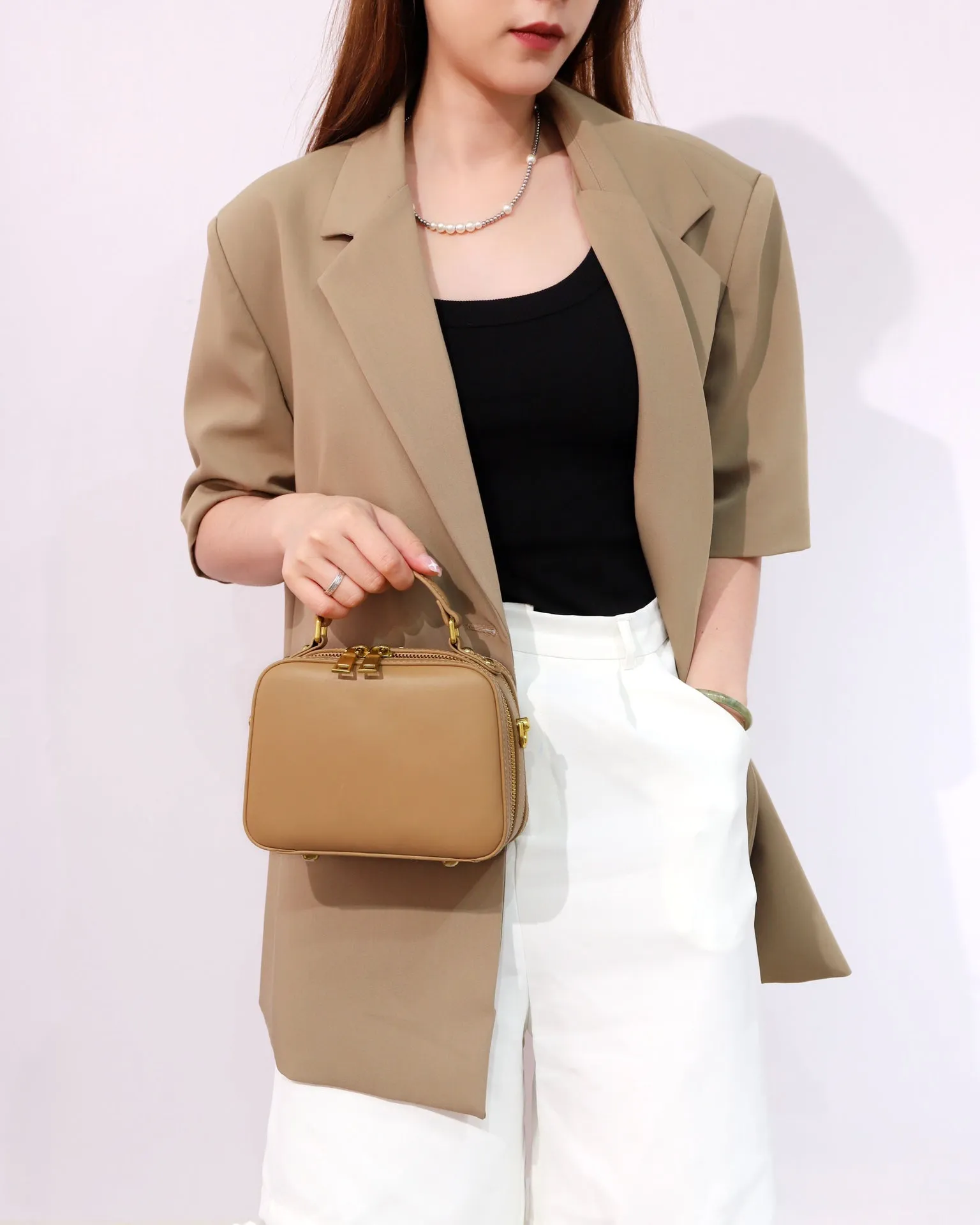 Women's Leather Square Crossbody Bags Leather Cube Bags