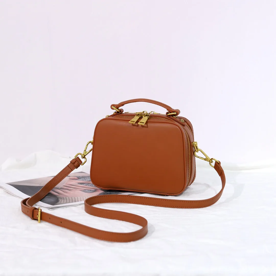 Women's Leather Square Crossbody Bags Leather Cube Bags